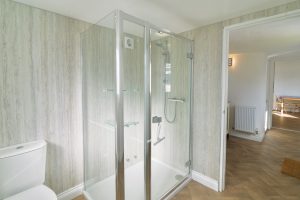 Walk in shower on the ground floor at Lowena