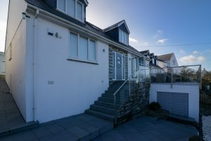 Front exterior of Pendarves with steps leading to the front door