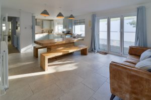 Dining area with bifold doors at Pendarves