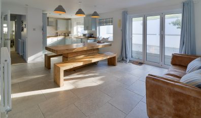 Dining area with bifold doors at Pendarves
