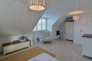 First floor, King sized bedroom at Pendarves with ample storage