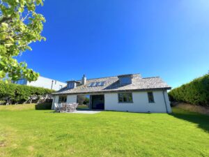 Rear exterior view from the large grassed garden at Ysella