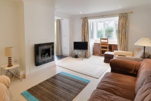 Lounge at Bass Cottage with TV and electric fire feature