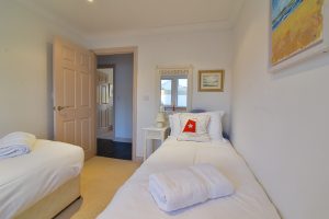 Twin room on ground floor at Bass Cottage that can be a double bed