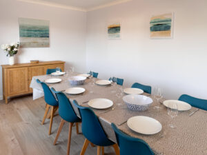 The dining table and chairs at Tristan.