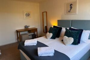 The king bed in the second of the three king bedrooms on the first floor at Tristan which can be made as a twin bedroom if requested