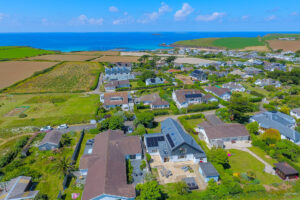 Ariel view of San Marcos across Trevone and towards the coast