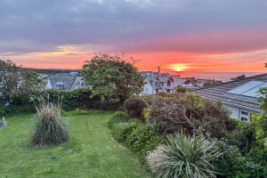 The view from Tristan looking at a sunset over the bay.