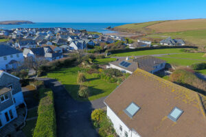 An aerial shot of Tristan overlooking the bay.