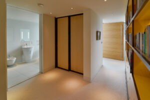 The dressing area off the master bedroom at Spin with entry to the ensuite