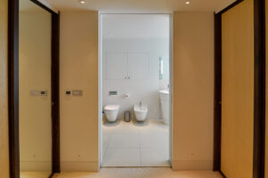 The ensuite from the dressing area of the master bedroom at Spin