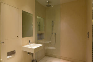 The ground floor shower room at Spin in between the games room and the twin bedroom