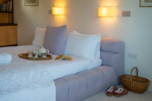 The king bed in the second lower ground floor bedroom at Spin