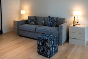 The sofa bed in the sofa, games room on the ground floor at Spin