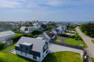 Ariel view of Cornerstones with views towards the coast