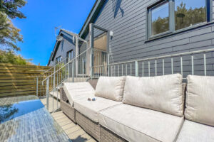 Seating on the decking at No 1 Treglos Gardens
