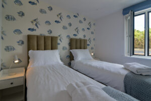 First floor twin room with 2ft6 beds at Quiescence. This room can be made as a king room on request