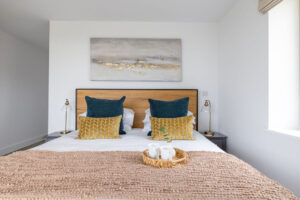 The bed in the master ensuite bedroom at The Look Out