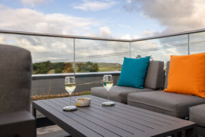 Seating on the roof balcony at The Look Out