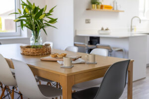 The dining table and chairs at The Look Out