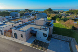 Aerial view over The Look Out and nearby properties