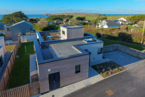 Aerial view of The Look Out showing the house and its parking area