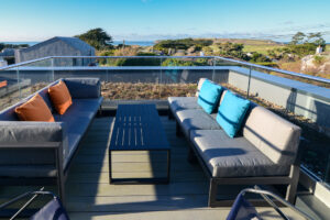 The first floor balcony with outdoor sofa type seating and views at The Look Out