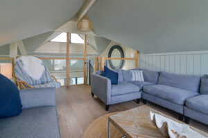 The second floor sitting room with ample comfortable seating