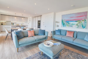 The open plan living area at the view
