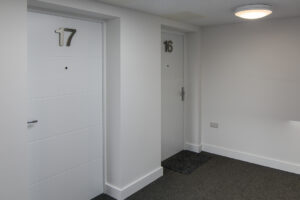 The first floor entrance door into The View from the communal hallway