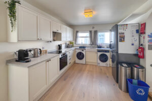 Kitchen area at No 8 Sandhills with facilities.