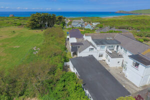 Aerial view at No 8 Sandhills and view towards Trevose Head and the ocean