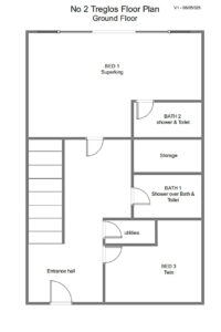 Floor plan of the ground floor at No 2 Treglos