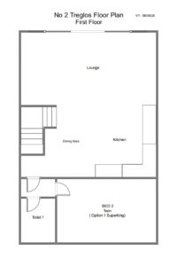 Floor plan of the first floor at No 2 Treglos