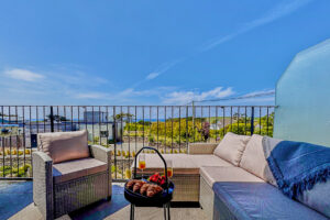 Balcony at No 2 Treglos, Constantine Bay with the view towards the coast.