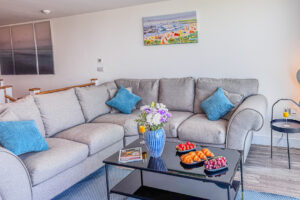 Large corner sofa with coffee table at No 2 Treglos