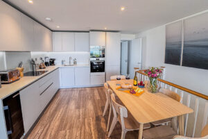 Open plan kitchen and dining area at No 2 Treglos