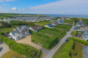 Aerial view over Whitehaven and nearby properties toward the ocean