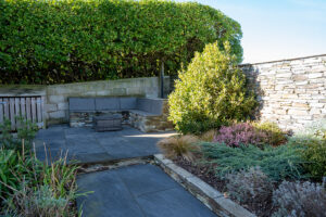 The seating area near the entrance at Iona