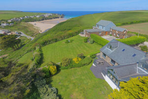 Aerial view over Iona and Porthcothan beach