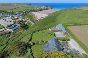 Aerial view of Porthcothan Bay