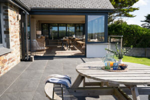Looking in to the dining room from the outside terrace at Iona
